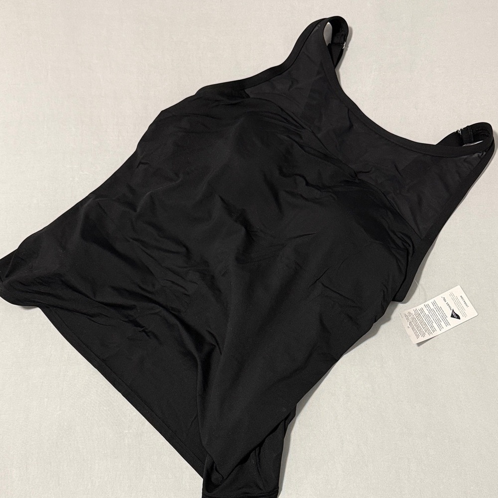 Lands' End Black Mesh High Neck Tankini Swimsuit Top Size 16W NWT - Picture 3 of 8